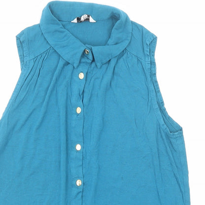 Womens UK Size 12 New Look Blue Basic Button-Up