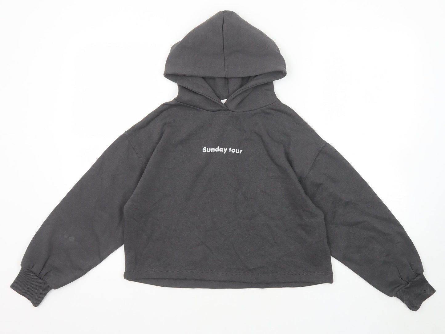 Zara Girls Grey Cotton Pullover Hoodie Size 11-12 Years Pullover - Sunday