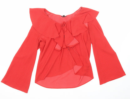 Womens UK Size 10 Topshop Red Basic Blouse