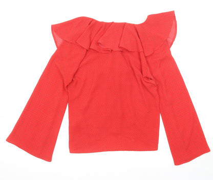 Womens UK Size 10 Topshop Red Basic Blouse