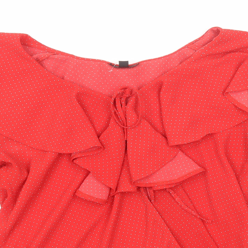 Womens UK Size 10 Topshop Red Basic Blouse