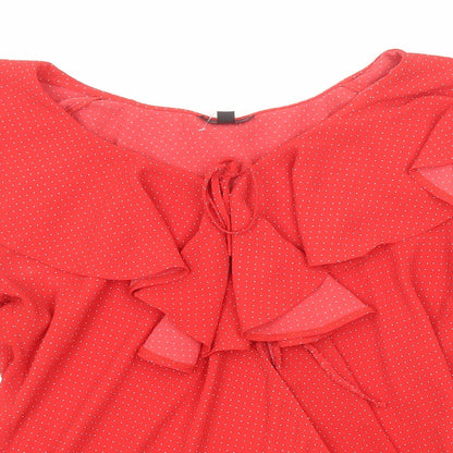 Womens UK Size 10 Topshop Red Basic Blouse
