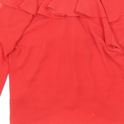 Womens UK Size 10 Topshop Red Basic Blouse