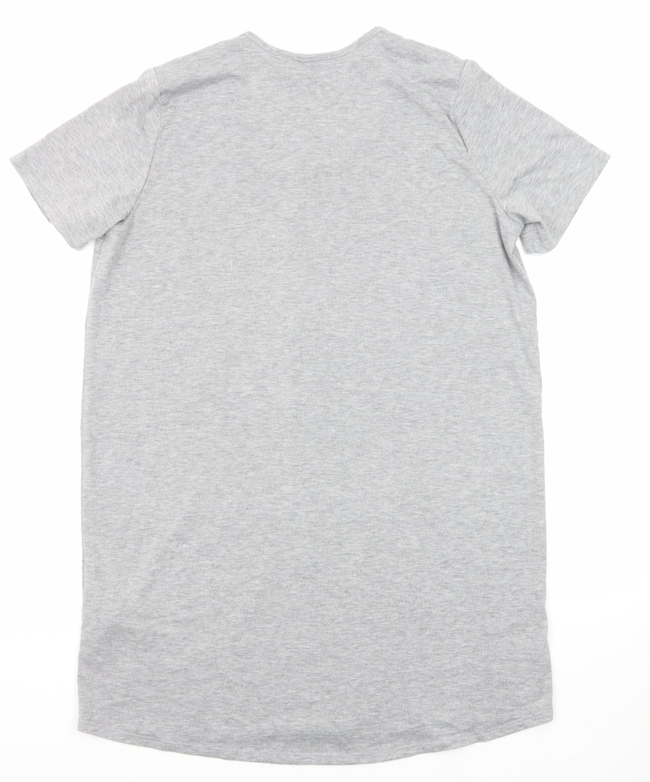 Boohoo Womens Grey Viscose T-Shirt Dress Size 14 Round Neck Button