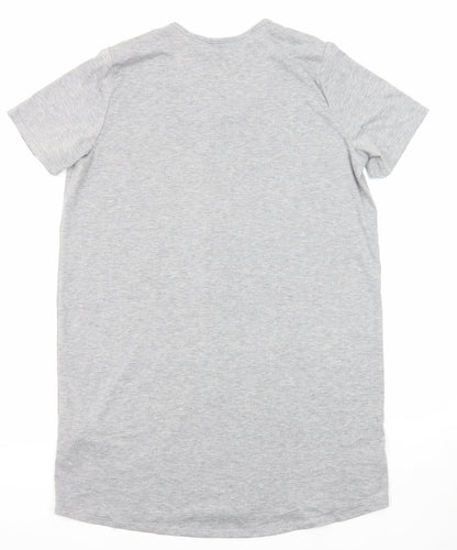 Boohoo Womens Grey Viscose T-Shirt Dress Size 14 Round Neck Button