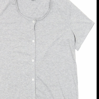 Boohoo Womens Grey Viscose T-Shirt Dress Size 14 Round Neck Button