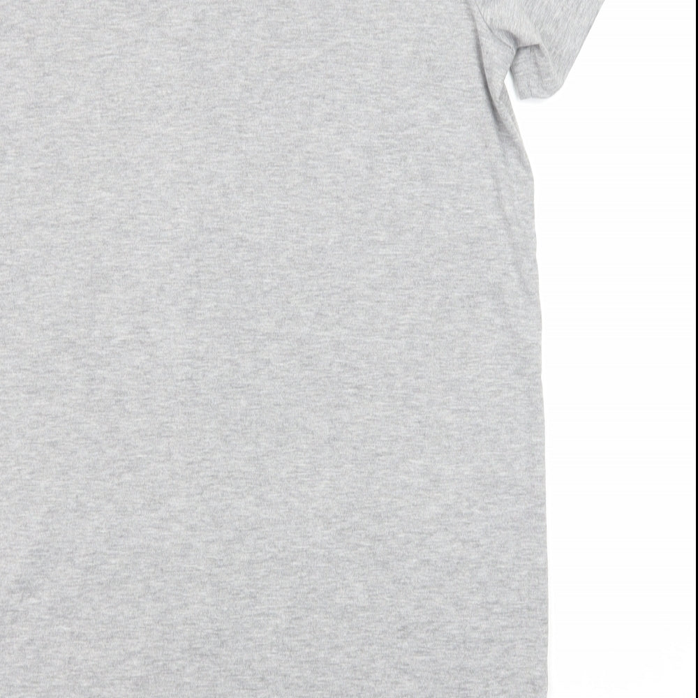 Boohoo Womens Grey Viscose T-Shirt Dress Size 14 Round Neck Button