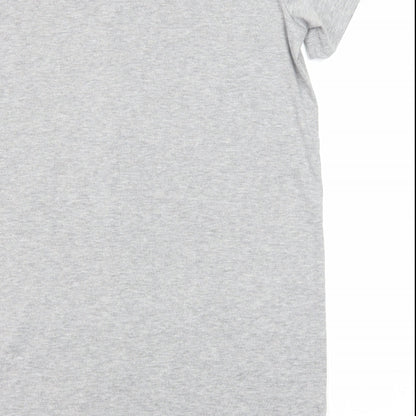 Boohoo Womens Grey Viscose T-Shirt Dress Size 14 Round Neck Button