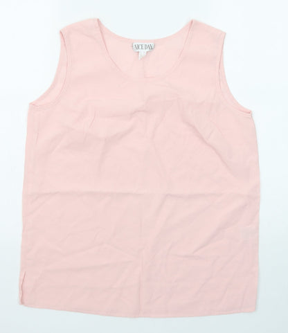 Nice Day Womens Pink Viscose Basic Tank Size 16 Round Neck