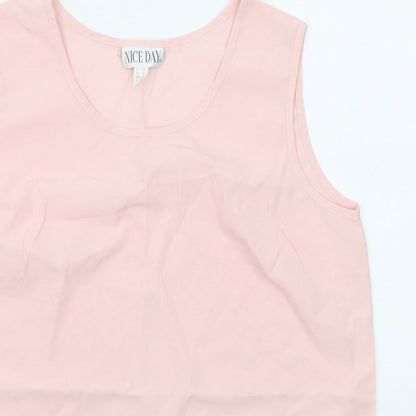 Nice Day Womens Pink Viscose Basic Tank Size 16 Round Neck