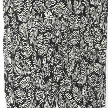 H&M Womens Black Geometric Viscose Trousers Size 6 Regular