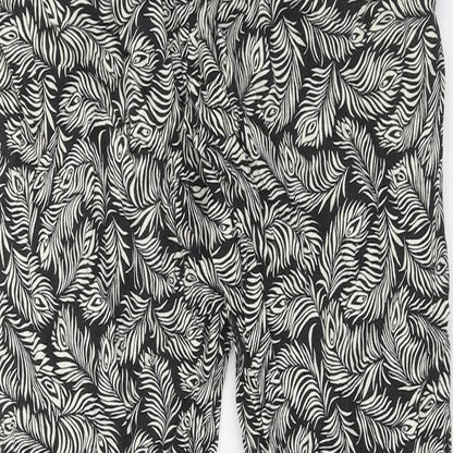 H&M Womens Black Geometric Viscose Trousers Size 6 Regular