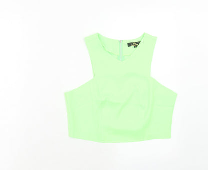 Fabulous Womens Green Polyester Cropped Tank Size 10 V-Neck