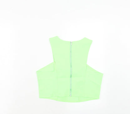 Fabulous Womens Green Polyester Cropped Tank Size 10 V-Neck