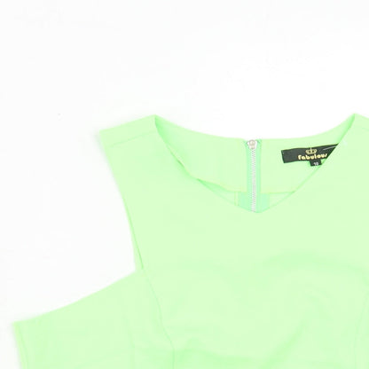 Fabulous Womens Green Polyester Cropped Tank Size 10 V-Neck