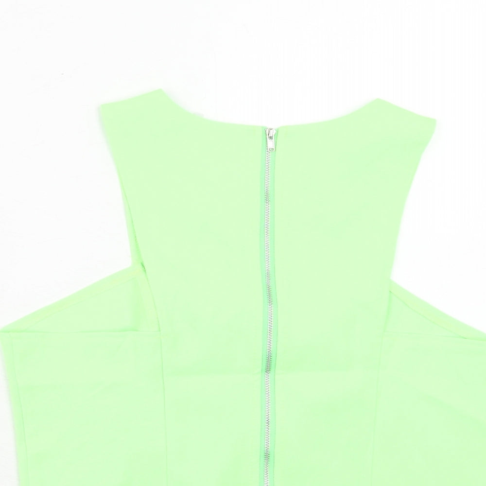 Fabulous Womens Green Polyester Cropped Tank Size 10 V-Neck