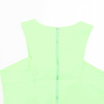 Fabulous Womens Green Polyester Cropped Tank Size 10 V-Neck