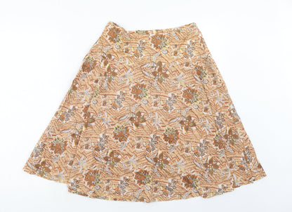 Mexx Womens Orange Geometric Cotton Swing Skirt Size 8 Zip