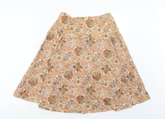 Mexx Womens Orange Geometric Cotton Swing Skirt Size 8 Zip
