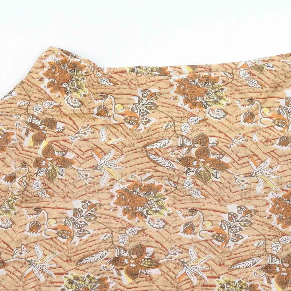 Mexx Womens Orange Geometric Cotton Swing Skirt Size 8 Zip