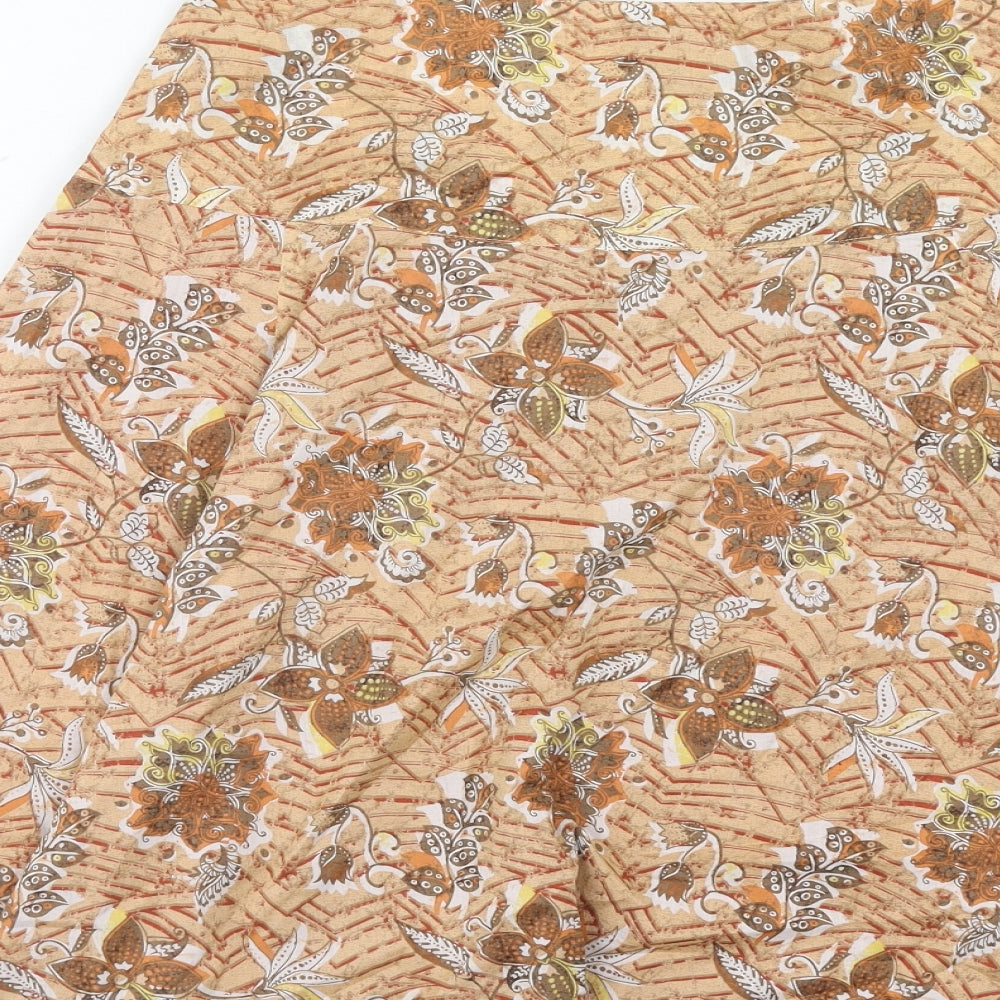 Mexx Womens Orange Geometric Cotton Swing Skirt Size 8 Zip