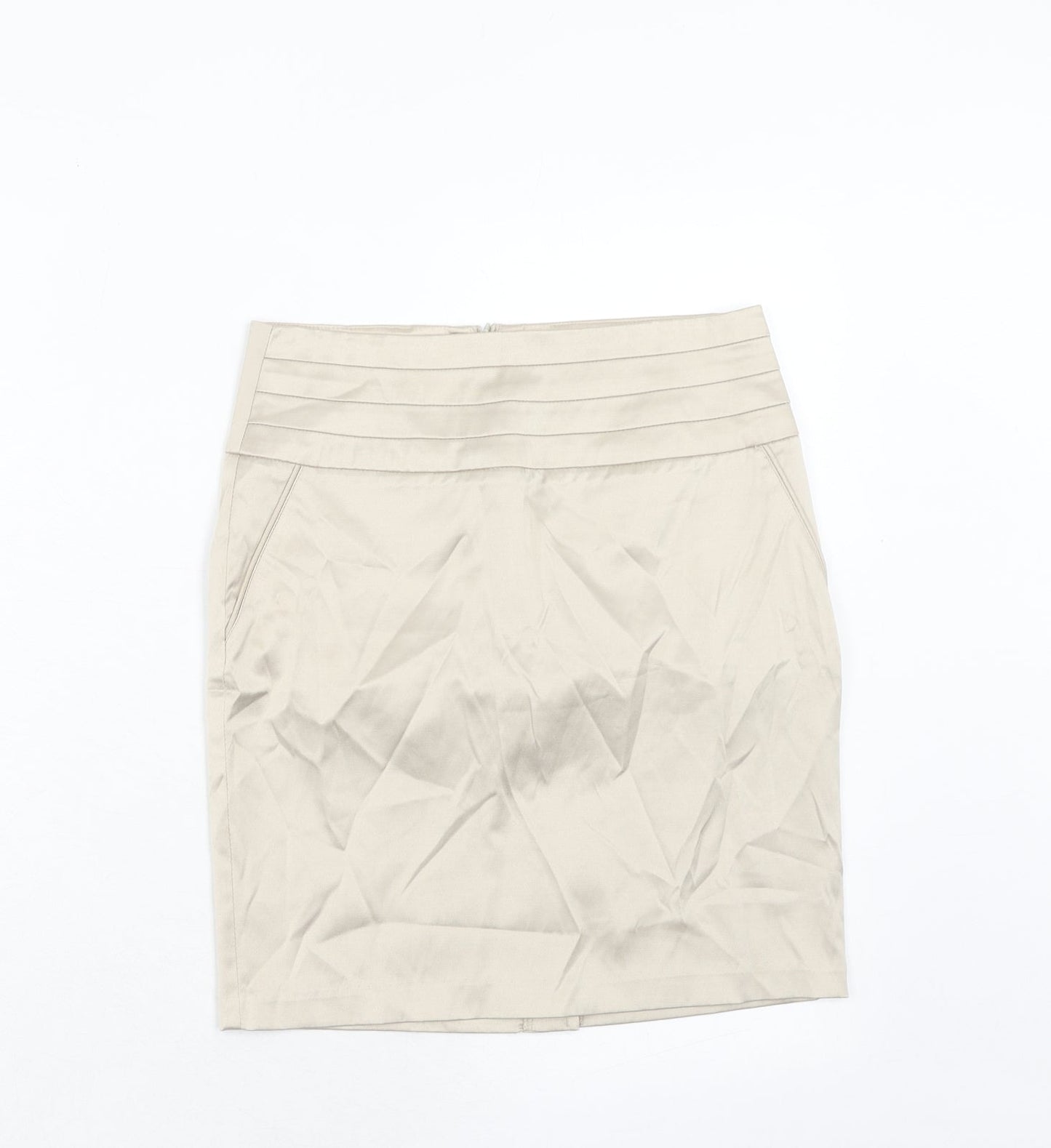 FOREVER 21 Womens Beige Cotton A-Line Skirt Size S Zip