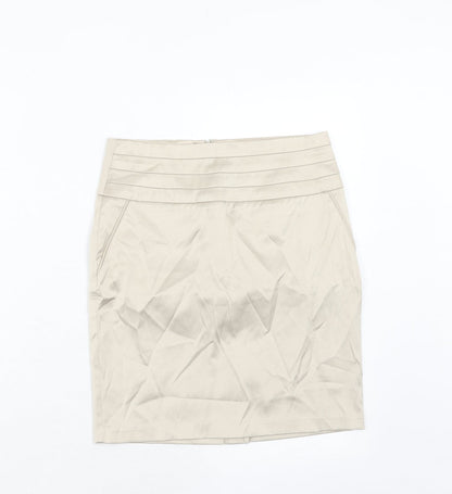 FOREVER 21 Womens Beige Cotton A-Line Skirt Size S Zip