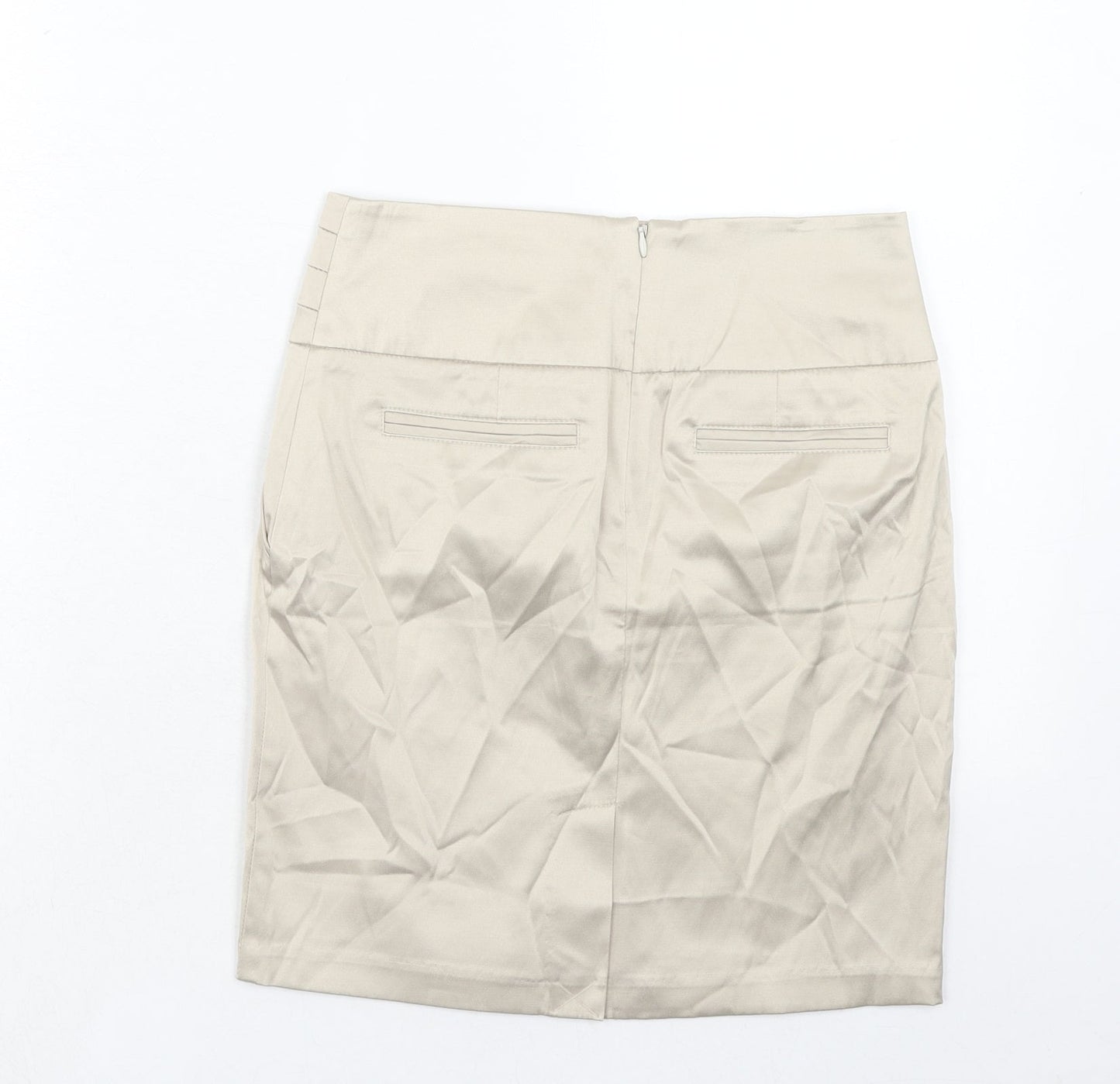 FOREVER 21 Womens Beige Cotton A-Line Skirt Size S Zip