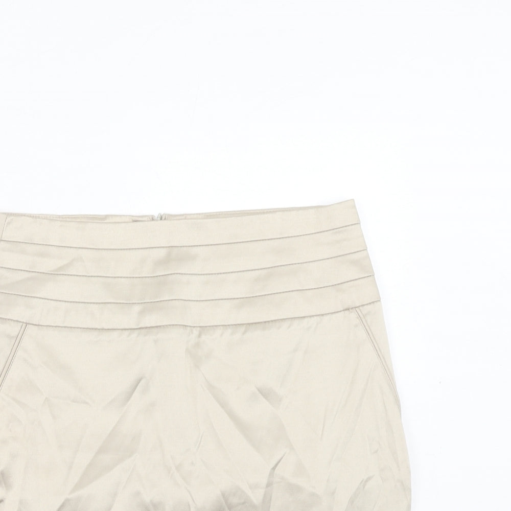 FOREVER 21 Womens Beige Cotton A-Line Skirt Size S Zip