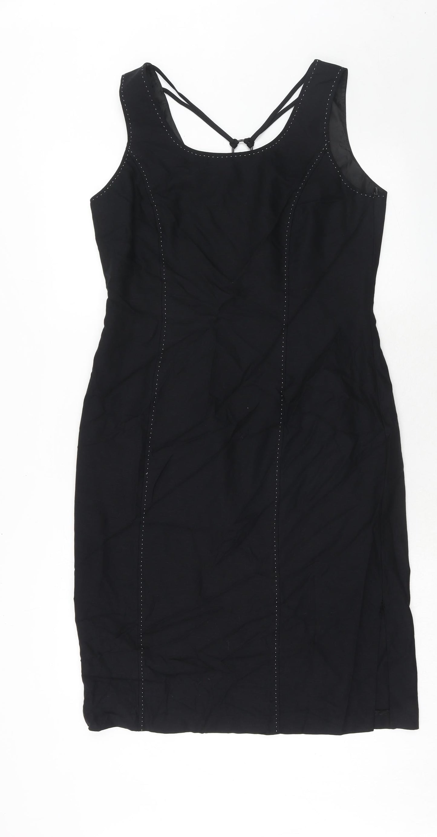 Lakeland Womens Black Viscose A-Line Size 14 Round Neck Zip