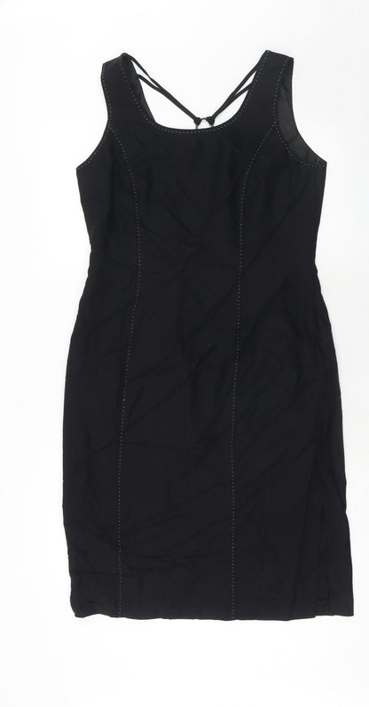 Lakeland Womens Black Viscose A-Line Size 14 Round Neck Zip