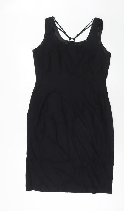 Lakeland Womens Black Viscose A-Line Size 14 Round Neck Zip