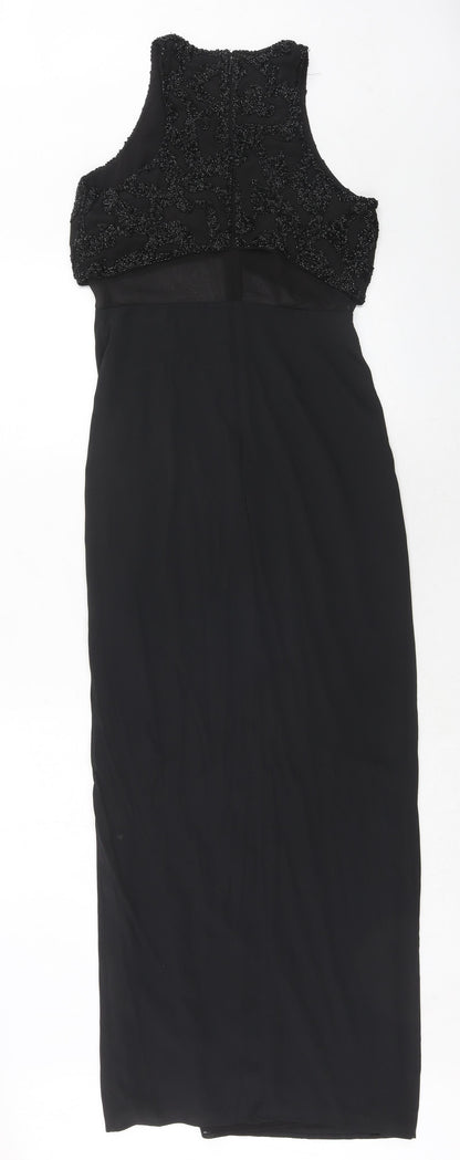 ASOS Womens Black Polyester Maxi Size 8 Round Neck Zip
