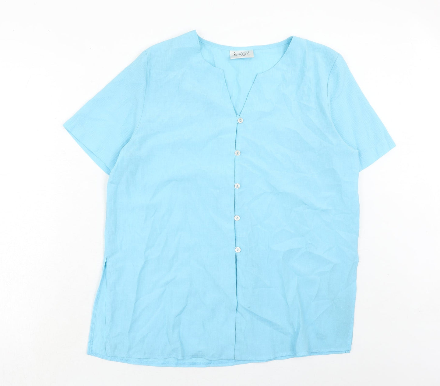Womens UK Size 14 Sara Neal Blue Basic Button-Up