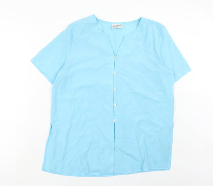 Womens UK Size 14 Sara Neal Blue Basic Button-Up