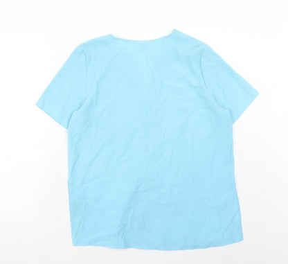 Womens UK Size 14 Sara Neal Blue Basic Button-Up