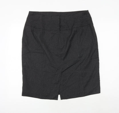 NEXT Womens Grey Geometric Polyester A-Line Skirt Size 38 in Zip