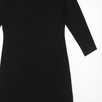 Monsoon Womens Black Polyester Sheath Size S Mock Neck Zip - Lace Detail