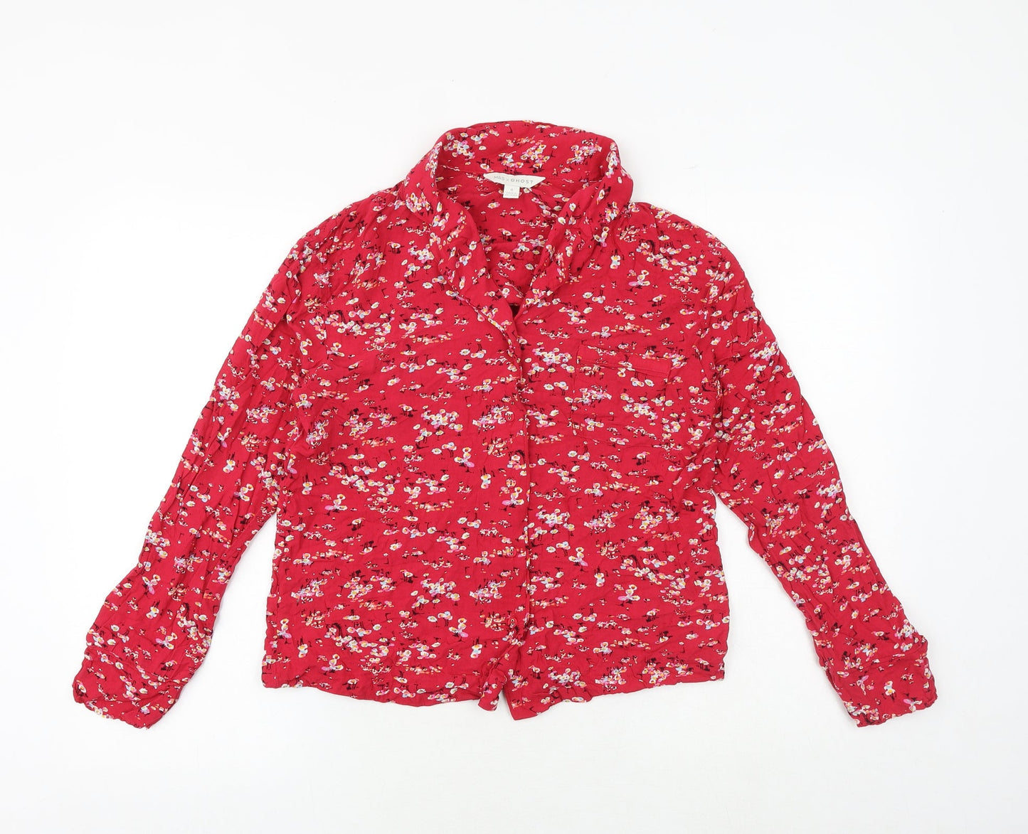 Womens UK Size 8 Marks and Spencer Red Basic Button-Up