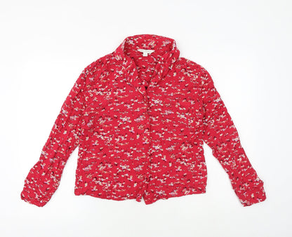 Womens UK Size 8 Marks and Spencer Red Basic Button-Up