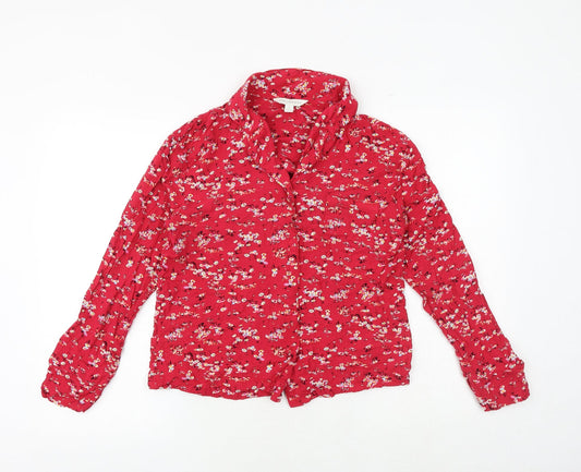 Womens UK Size 8 Marks and Spencer Red Basic Button-Up