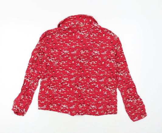 Womens UK Size 8 Marks and Spencer Red Basic Button-Up