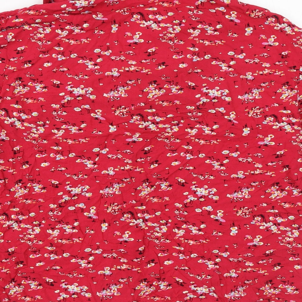 Womens UK Size 8 Marks and Spencer Red Basic Button-Up
