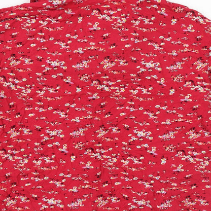Womens UK Size 8 Marks and Spencer Red Basic Button-Up