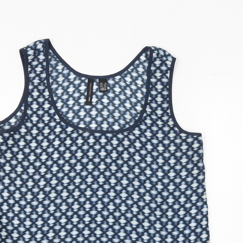Womens UK Size XS Mango Blue Basic Tank