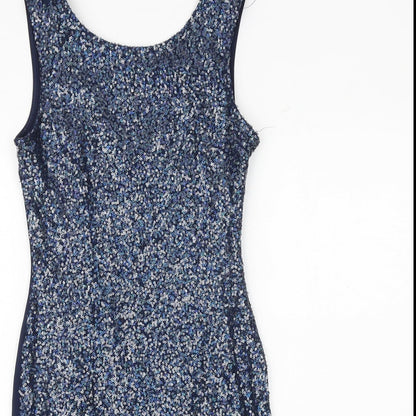 New Look Womens Blue Polyester Sheath Size 8 Boat Neck Pullover