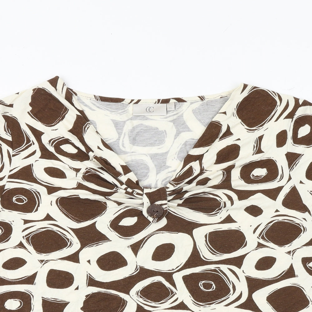 Womens UK Size XL CC Brown Basic T-Shirt