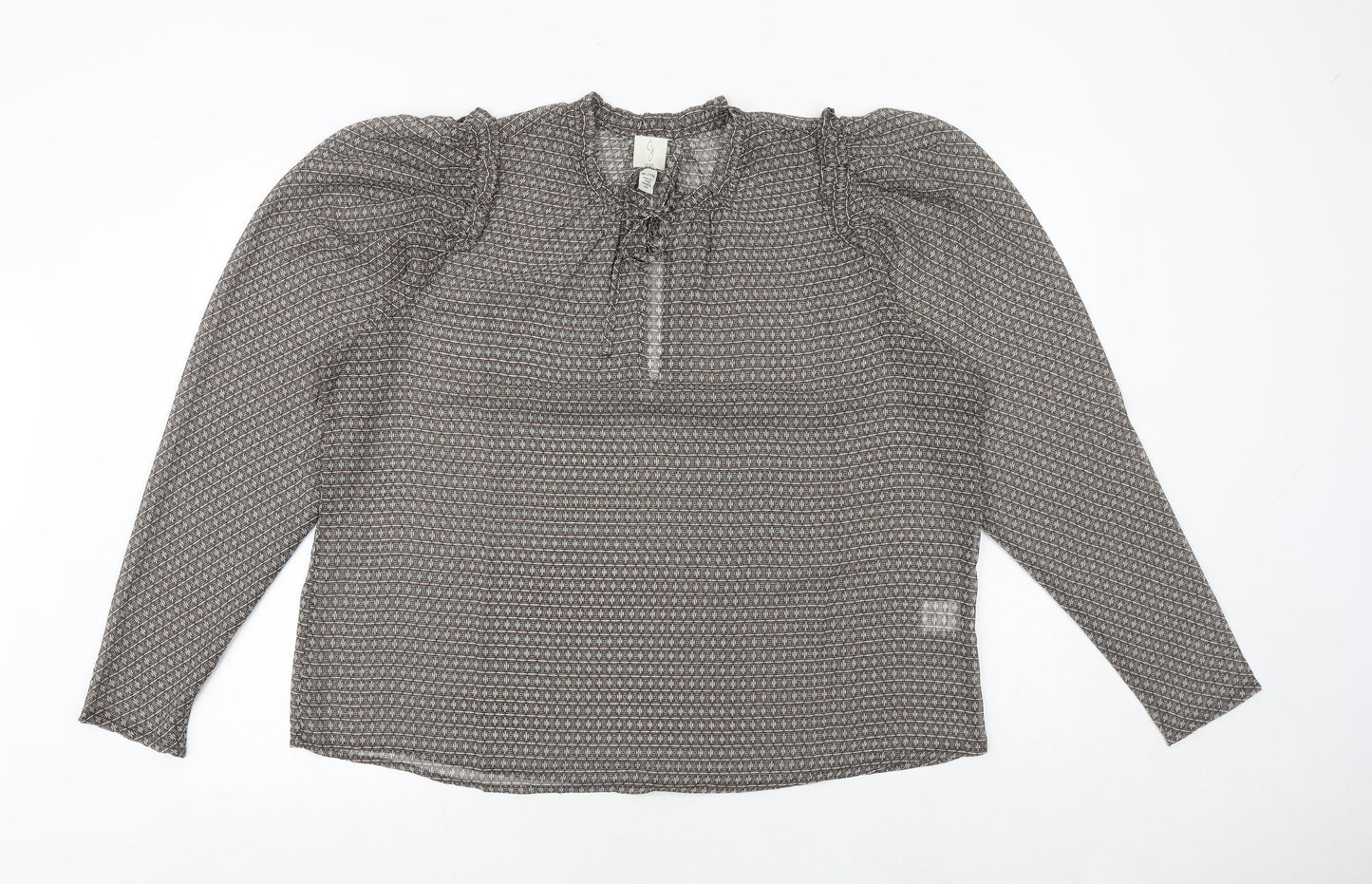 JOIE Womens Brown Geometric Polyester Basic Blouse Size XL Round Neck