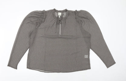 JOIE Womens Brown Geometric Polyester Basic Blouse Size XL Round Neck