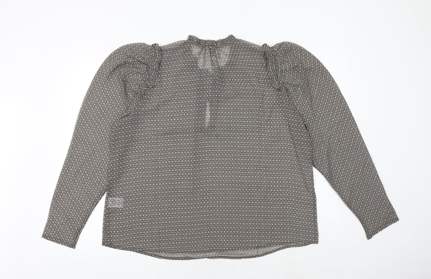 JOIE Womens Brown Geometric Polyester Basic Blouse Size XL Round Neck